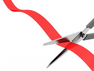 scissors cut the red ribbon